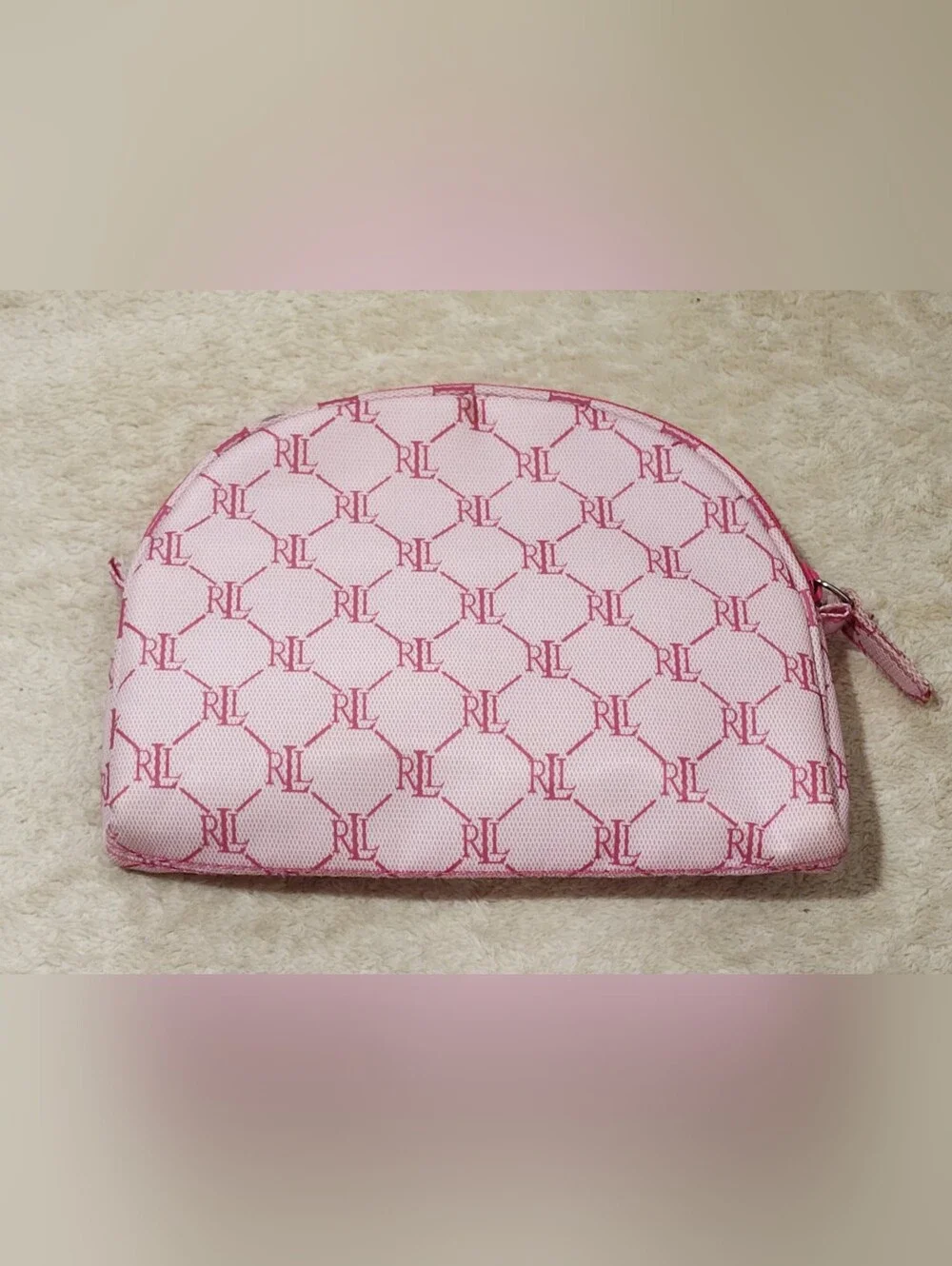 Ralph Lauren Pink RL Monogram Cosmetic Case